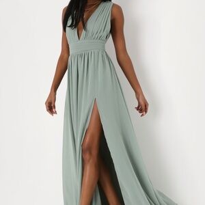 Lulus Heavenly Hues Sage Brush Maxi Dress Green - Size XS